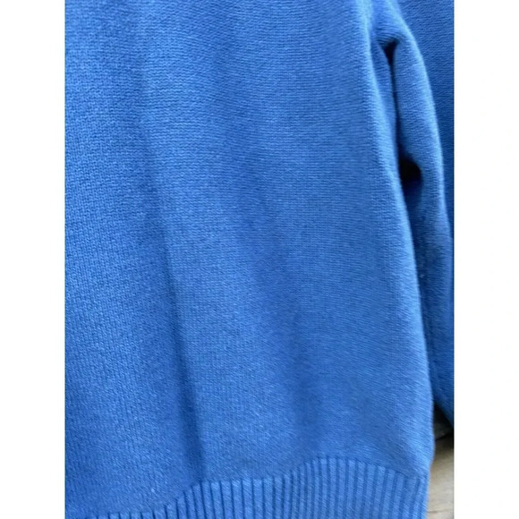 LL Bean Men's Large 1/4 Zip Mock Neck Sweater Long Sleeve 100% Cotton Blue - Picture 3 of 10